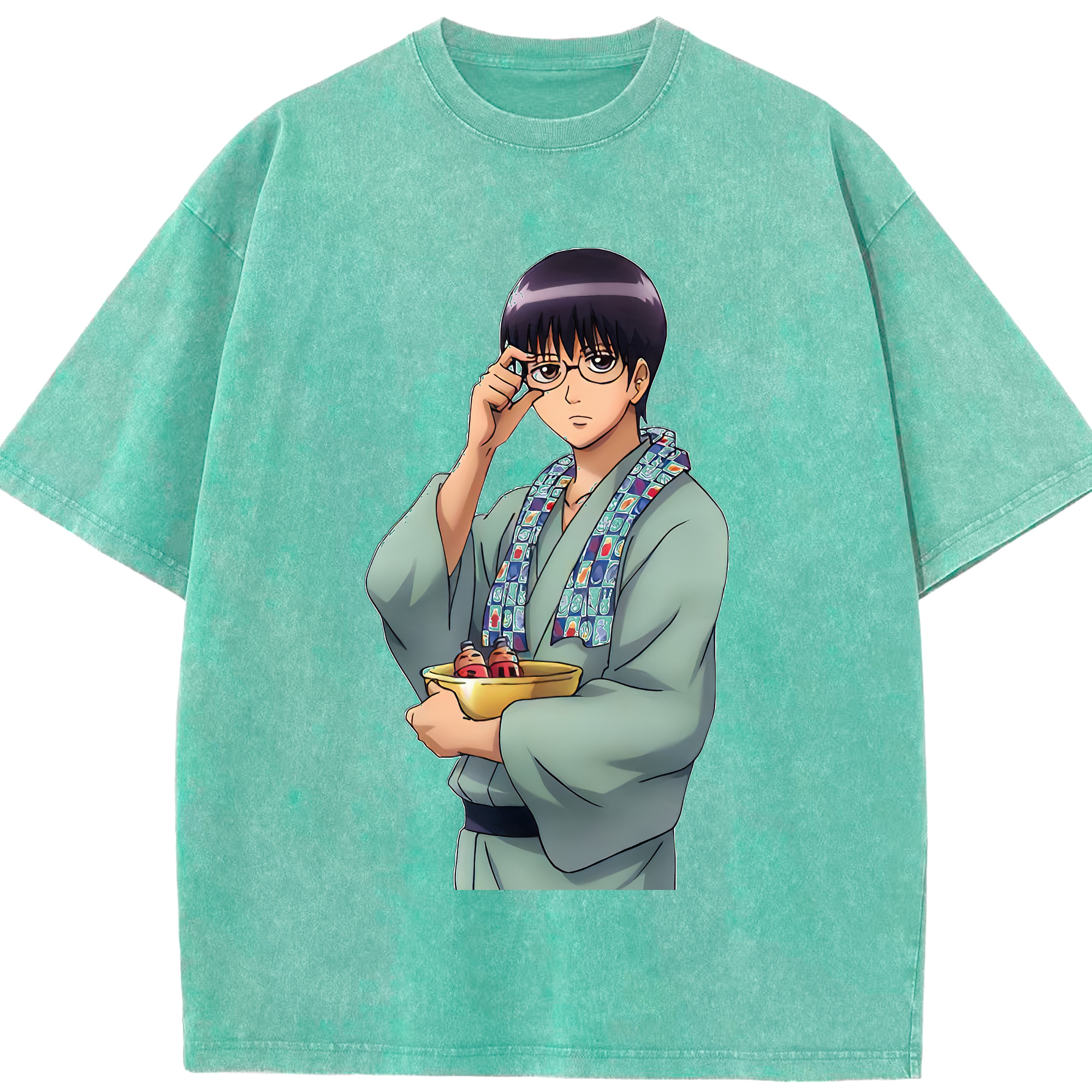 （画像用） ぎんたま 坂田銀時（さかたぎんとき） 神楽 志村新八（しむら しんぱち） GINTAMA Sakata Gintoki Kagura Shimura Shinpachi 綿100% ヴィンテージ風 半袖Tシャツ（フロントプリント）